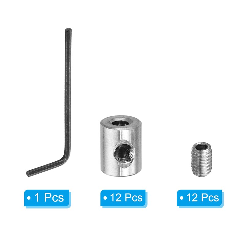PATIKIL 4mm Hole Wire Rope Clips Set, 12 Set 304