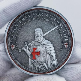 Knights Templar Motivational Challenge Coins Christian Red Cross Religious Collection Coin