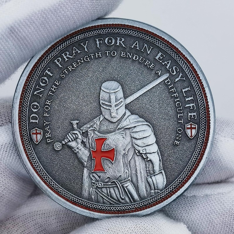Knights Templar Motivational Challenge Coins Christian Red Cross Religious Collection