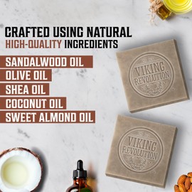 VIKING REVOLUTION Viking Revolution - Bar Soap - Sandalwood Soap - Soap Bar with Essential Oils Cold Pressed - Mens Soap with Coconut Oil, Shea Oil, Almond Oil - 2 Pack, 140 g Each