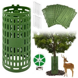CIEOVO 12Pcs Tree Trunk Protectors, Plastic Tree Guards Protector with U-shaped Nails Tree Tubes Wraps Tree Bark Plant Protector for Saplings Fruit Trees from Deer Animals Trimmers Mowers