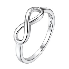 Suplight 925 Sterling Silver Ring High Polish Simple Infinity Knot Rings for Women Eternity Wedding Band Promise Rings Size 7