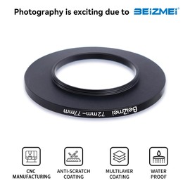 72mm to 77mm Adapter Ring for Camera Filter, Compatible with All 72mm Lenses with 77mm UV, ND, CPL Filter.72mm Lens to 77mm Filter Ring