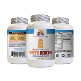 cat Bad Breath Treats - Cats Teeth Health Complex - Advanced Gum Mouth Bad Breath Health Formula - cat Vitamin Paste - 60 Tablets (1 Bottle)