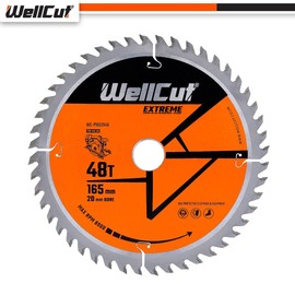WellCut TCT Saw Blade, Plunge Saw Blade, Circular Saw Blade, Angle Grinder 165mm x 48T x 20mm Bore Pack of 3