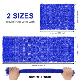 2 Pieces African Net Bath Sponge African Exfoliating Long Body Scrubber Tight Weave Beauty Skin Smoother Tower Bath Cloth Porous Stretches Back Washcloths for Daily Use or Stocking Stuffer (Blue)