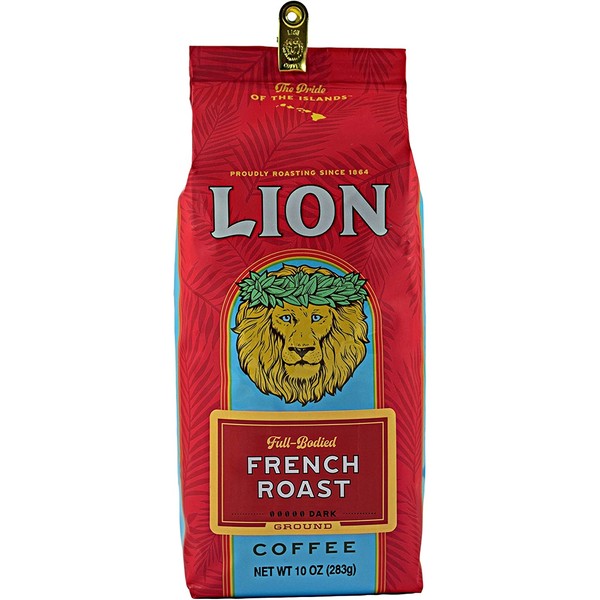 Lion Coffee, French Roast - Ground, 10 Ounce Bag
