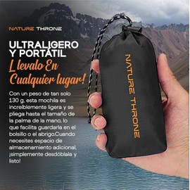 Mochila Plegable 15L Nature Throne - Ultraligera, Impermeable, Compacta y Resistente - Ideal para Senderismo, Viajes, Camping y Actividades al Aire Libre