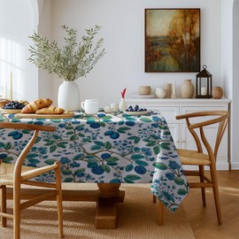 Rectangle Tablecloth 60x83 Inch Blue Plum Floral Pattern