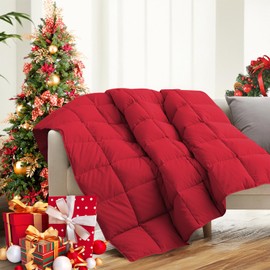 Dreamhood Down Throw Blanket Lightweight Throw Blanket Feather Down Fiber Throw for Couch, Soft Breathable Microfiber Fabric Small Throw Blanket for Indoor and Outdoor Use, 50"X70", Rio Red