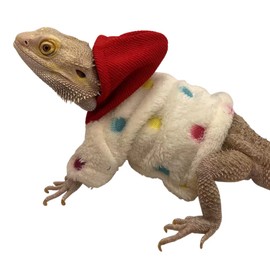 Bearded Dragons Hoodie - Handmade Adjustable Flannel Sweater Reptile Jacket Shirt for Skin Protection Small Animal Costume Apparel for Lizard Bearded Dragon Crested Gecko Chameleon (L, White)