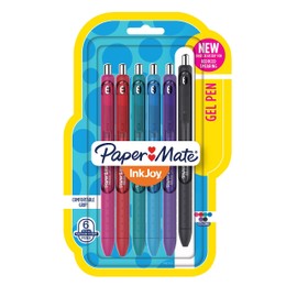 Paper Mate® InkJoy™ Retractable Gel Pens, Medium Point, 0.7 mm, Black Barrels, Assorted Ink Colors, Pack Of 6