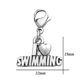 CHOORO Swimming Lover Gift I Love Swimming Clip-on Charm Swimming Zipper Charm Gift for Swimmer/Swim Team (Swimming Charm)