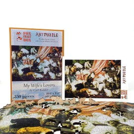 Wooden Jigsaw Puzzle for Adults - Uniquely Shaped Pieces - Made in The USA by FoxSmartBox - 350 Pieces - My Wife's Lovers