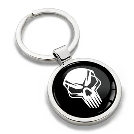 Biomar Labs Keychain Metal Keychain Car Key Chain with Gift Box Stainless Steel for Men Women Jewelry Accessories for Handbag Skull Black White KK 164, black/white