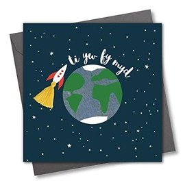 Claire Giles Welsh Language Valentine's St Dwynwen Card, WVTA003, You're My World, Greeting Card Embellished with a Tassel