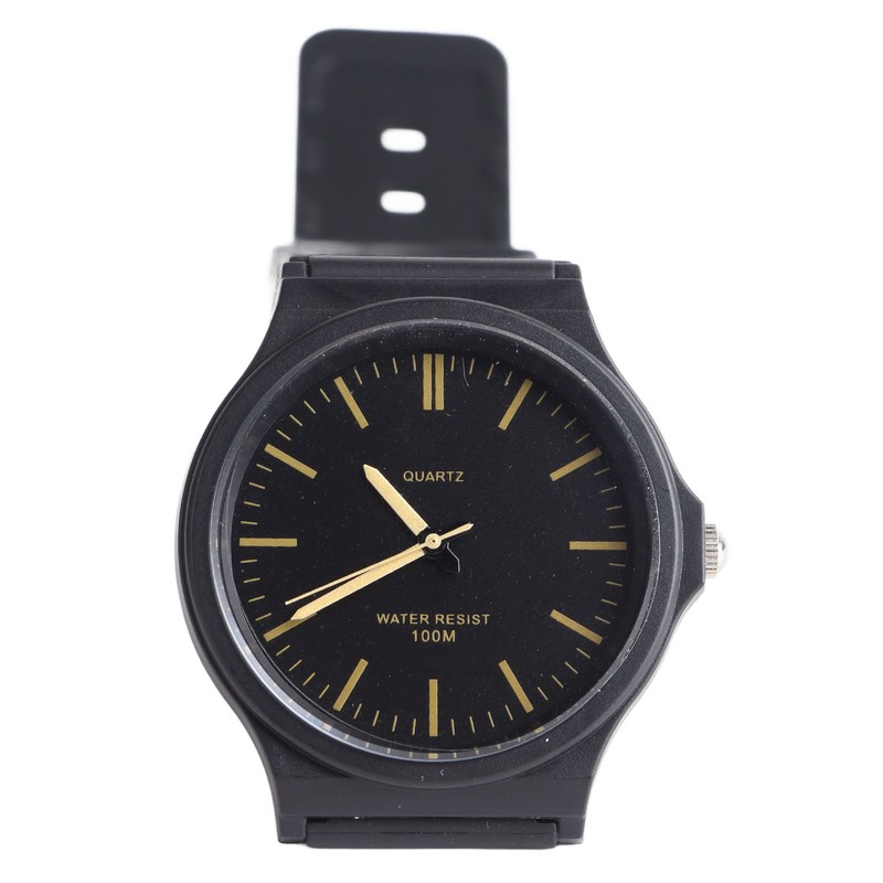 Waterproof Quartz Watch with Rubber Strap Adjustable 3 Hands Easy
