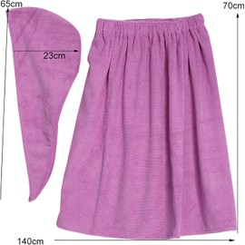 SPA Baño Conjunto de Envoltura Corporal Toalla Albornoz sin Pelusa para Ducha Sauna Baño 6 Colores Mujeres Gorro de Secado de Cabello de Secado Rápido (Morado Claro)