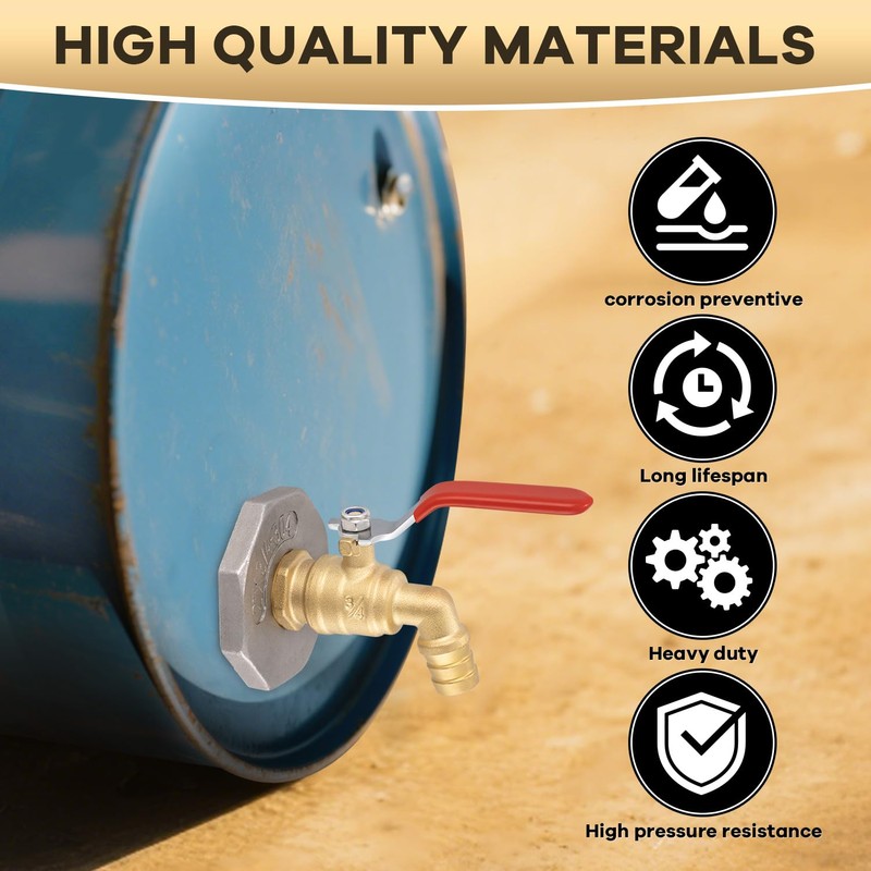 Drum Faucet for 55 Gallon Drum, 2 Inch Brass Barrel