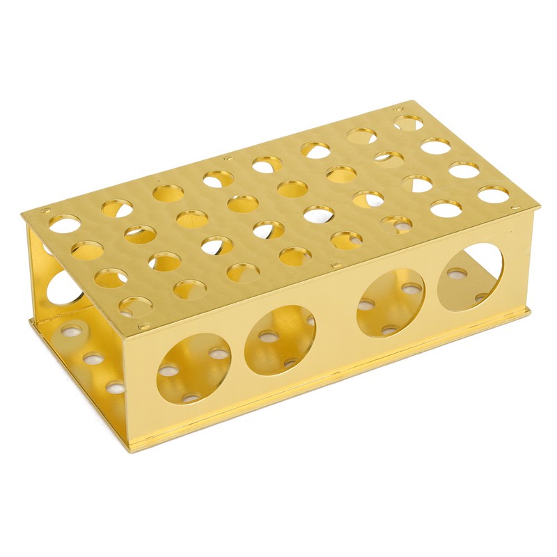 Golden Aluminum Test Tube Rack Holder Stand 8*12.3*18*30mm Hole Diameter
