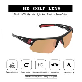BLAITEJUS Golf Sunglasses for Men Women UV400 Protection Sports Sunglasses Golfing Running Pickleball Glasses (Black/Rose Gold Revo)