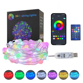 NICOLONOR Globe String Lights 100 LED 33FT, Color Changing Fairy Lights with Remote & APP Control, RGB Twinkle Lights Outdoor Waterproof USB Music Sync Timer DIY for Indoor Garden Party Decorations