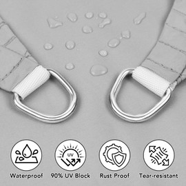 Artpuch Waterproof Sun Shade Sail, 16'x16'x16' Light Grey Triangular, UV Resistant Rain Canopy, Curved Edges Shade Cloth for Outdoor Patio, Deck, Yard