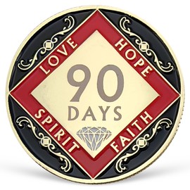 90 Days NA Medallion 3 Months Recovery Chip for NA AA 12 Step Narcotics Anonymous Coin Anniversary Token Clean and Sober Gifts for Men Women Celebrating Sobriety and Addiction Recovery