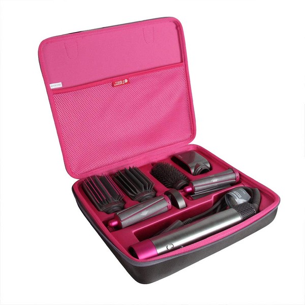 Hermitshell Hard Case for Dyson Airwrap Styler Hair Curler Accessories (Rose Red + Grey)