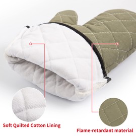 ARCLIBER Oven Mitts Heat Fire Resistant Oven Mitts 425 ° F, Quilted Terry Cloth Cotton Soft Lining Oven Gloves, Extra Long Kitchen Mittens for Cooking Baking