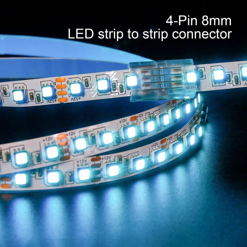 4Pin 8mm RGB LED Light Strip Connectors 20Pcs Waterproof LED