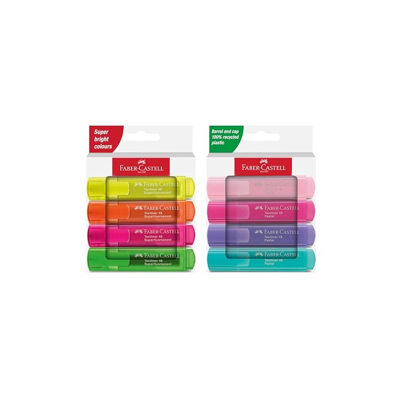FABER-CASTELL 205211 Highlighter Set 46, Pastel and Neon, 8 Markers