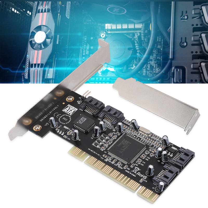 PCI 16X to 4-port SATA Riser Card 5Gbps Sil3114 Master