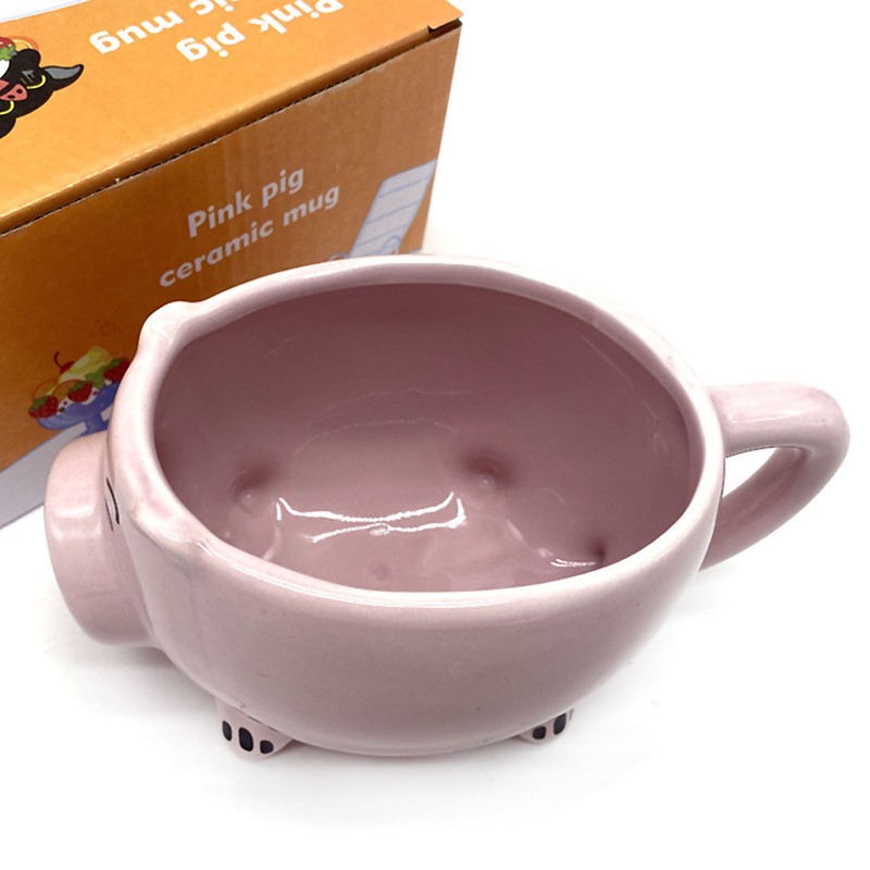 Cute Pig Ceramic Cup Pink Comfortable Grasp Smooth Mouth Lovely
