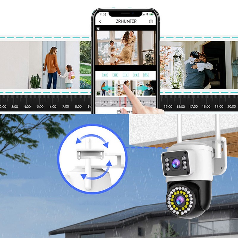 Dual Lens Security Camera HD 2MP Night Vision Motion Detection