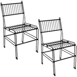 Sunnydaze Modern Steel Wire Armless Outdoor Dining Chair - 240-Pound Weight Capacity - Black - 23.75-Inch H - Set of 2