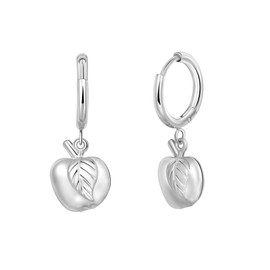 Lansora Cute Fruit Dangle Huggie Hoop Earrings Stainless Steel Pendant Strawberry Cherry Pineapple Grape Banana Apple Charm Jewelry Dainty Earrings for Women, Stainless Steel, No Gemstone