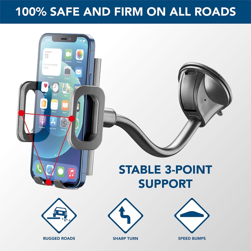 Cellularline | Hug Flexi - Universal | Auto-Smartphone-Halterung mit Saugnapf-Befestigung