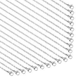 Teaaha 20 PCS Stainless Steel Necklace Chain, Chain for Jewellery Making Stainless Steel Necklace Chains Stainless Steel Chain Bulk Necklace Extender for Jewelry Making DIY Supplies (17.7'')
