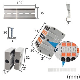 CESFONJER Din Rail Connectors Kit, Plug-in Terminal Blocks 20-12AWG for Industrial Control Panel & Electrical Wiring, DIN Rail/Screw Mountable, 18-Piece Set with Accessories