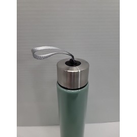 Mainstay 18 oz Water Bottle Green Silver Includes Handle Strap 9.5” Tall