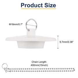 uxcell 2Pcs Rubber Drain Stopper with Chain and Hanging Ring, Bathtub Drain Plug Fits 1-1/2 Inch to 2 Inch, Rubber Sink Stopper Drain Plug for Bathtub, Kitchen and Bathroom, White