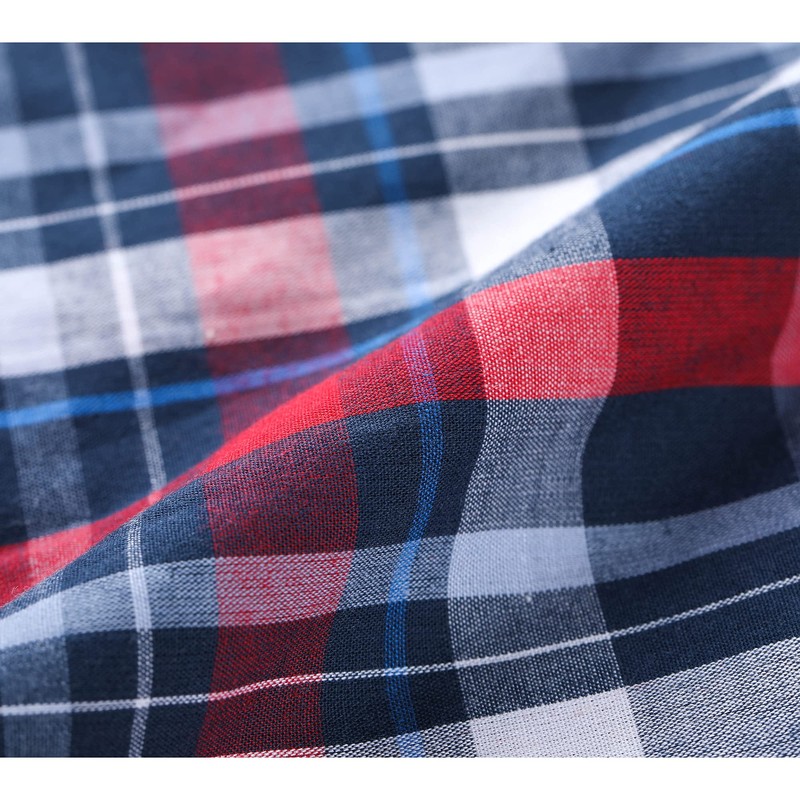Vulcanodon Men's Short Pyjamas 100% Cotton Summer Shorty Pyjamas Checked