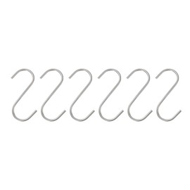 HARFINGTON 6pcs Long S Hooks 4 Inch Extra Long Metal S-Shaped Hanging Hooks High Manganese Steel S Hanger Storage Organizing Tool for Kitchen Garden Bathroom Garage Closet, Silver