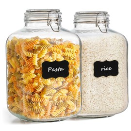 ComSaf Rice Container 5L, Flour Sugar Storage Containers, Glass Jars with Airtight Lid, 1.3 Gallon Mason Jar, Large Storage Containers with Lids for Pickled Egg, Pasta, Cereal, Beans, Set of 2