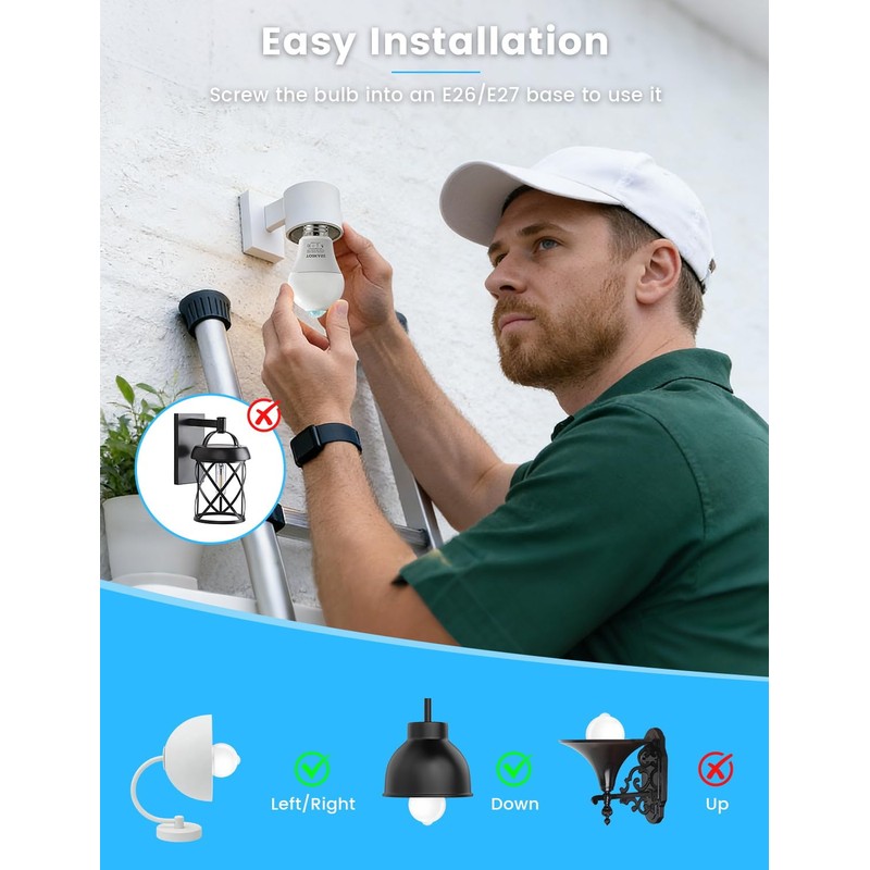 Motion Sensor Light Bulbs, 13W (100Watt Equivalent), Motion Activated Dusk