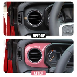 JeCar Dashboard Panel Trim Cover Center Console Decoration Kit Interior Accessories Compatible with Jeep Wrangler 2024 JL JLU & Gladiator JT Truck, Pink
