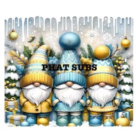 Unbranded 20oz Sublimation Tumbler Wrap Yellow Christmas Gnomes Ready To Press Transfer
