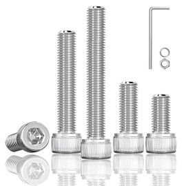 Cylindrical Screws with Hexagon Socket M3 x 10 mm (Pack of 60), DIN 912 A2 V2A Rustproof Stainless Steel Cylinder Screws with Nuts Washers Wrench