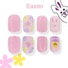 24Pcs Easter Press on Nails Short Square Fake Nails Easter